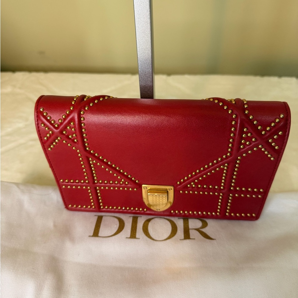 Christian Dior Studded Diorama Wallet on Chain